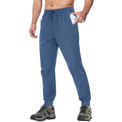 TACVASEN Summer Quick Dry Hiking Pants Mens Casual Zipper Pockets Sports Training Pants Outdoor Jogger Running Gym Work Trousers