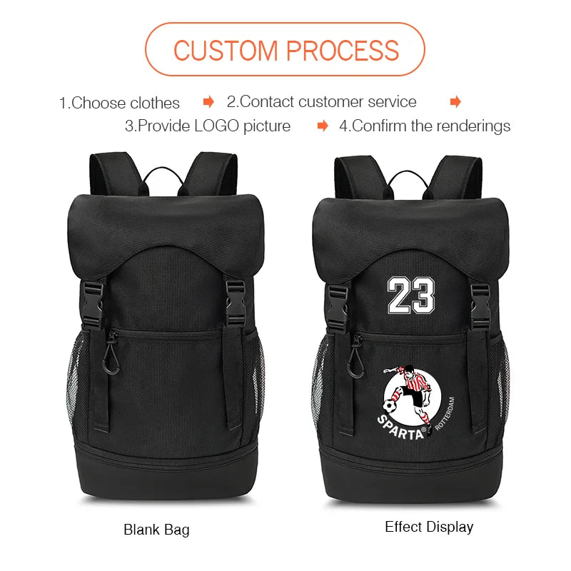 Large Capacity Basketball Backpack custom logo waterproof Training Bag Sports Basketball print photo Soccer Bags travel backpack