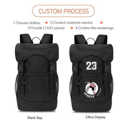 Large Capacity Basketball Backpack custom logo waterproof Training Bag Sports Basketball print photo Soccer Bags travel backpack