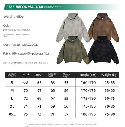 Custom LOGO2024 autumn and winter 450g cotton polyester terry old men's and women's street suits oversize loose washing hoodie