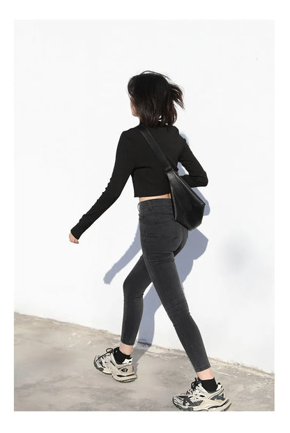 CHIC VEN Women Jeans Solid Slim Retro High Waisted Small Leg Denim Pant Skinny Pant Spring Autumn 2026