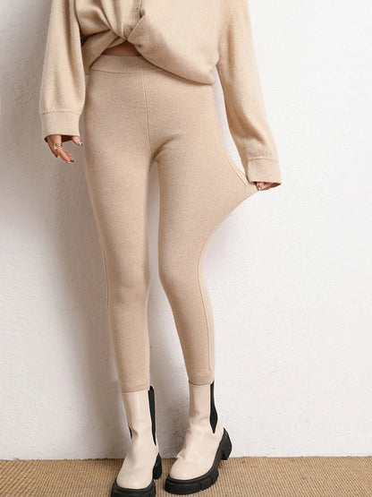 High Quality Women 100% Cashmere Legging Basic Soft elastic Pants Autumn Winter Cashmere Knitted Legging Trousers Warm Comfy