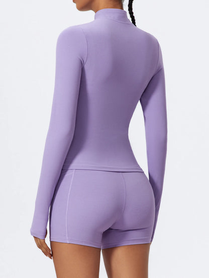Hearuisavy Summer Half Zipper Yoga Suit Outdoor Workout Clothing Gym Set Women Flared Pants 2Pcs Sports Long Sleeves Shirt Suit
