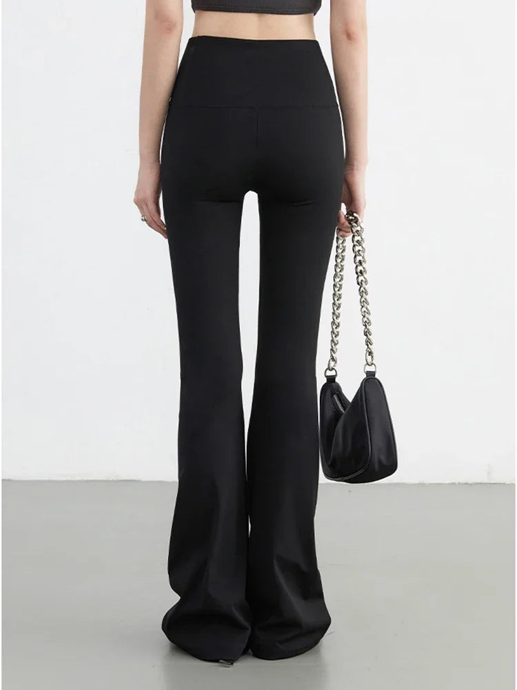 CHIC VEN Women Long Pants Slim New High Waisted Elastic Casual Pant Female Black Flared Trousers Yoga Clothing Autumn 2026