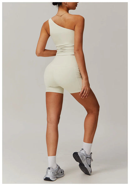 Custom LOGO women's quick-drying waist shaping yoga casual outer wear running cycling fitness sports two-piece set