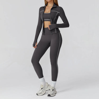 2/3PCS Yoga Suit Gym Fitness Set Women's Sports Running Workout Set Long Sleeve Sports Bra Female Athletic Wear Yoga Clothing