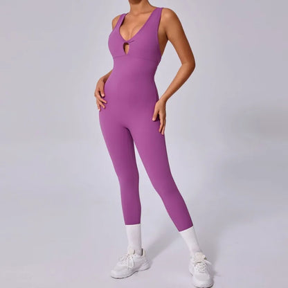 Seamless Yoga Jumpsuits Sports Fitness One-Piece Tight Sleeveless Beauty Back Workout Gym Running Training Bodysuits for Women