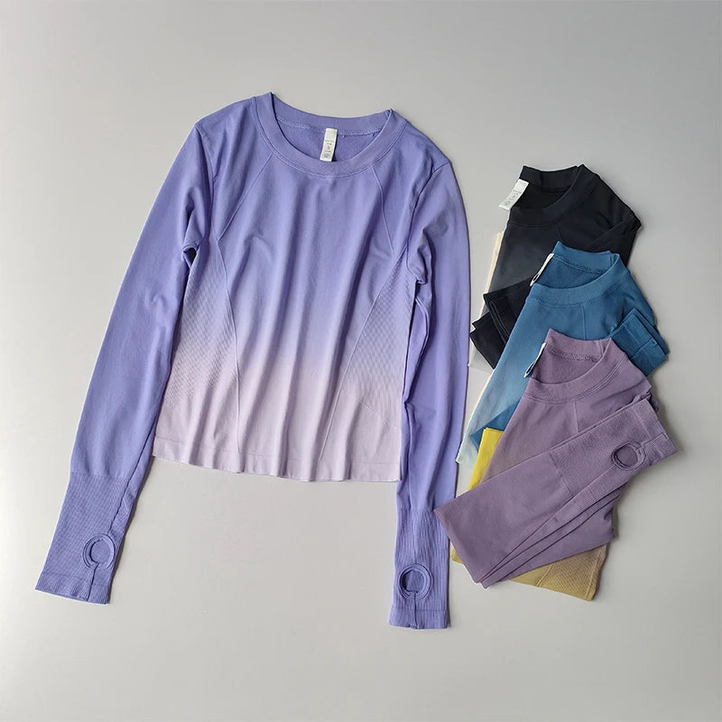 Gradual Slimming Sports T-shirt Fitness Suit Women's Tight Fitting Quick Drying Top Yoga Suit Training Slim Fitting Long Sleeves