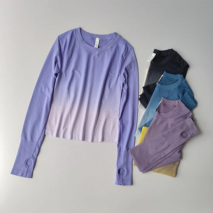 Gradual Slimming Sports T-shirt Fitness Suit Women's Tight Fitting Quick Drying Top Yoga Suit Training Slim Fitting Long Sleeves
