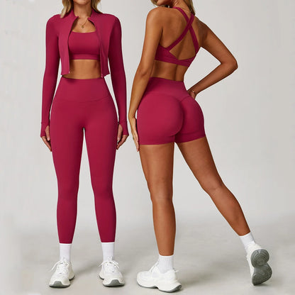 3PCS Yoga Set Gym Clothes 2 PCS Sportswear Women Yoga Suits Fitness Set women's Tracksuits Sports Jacket Long Sleeve Gym Legging