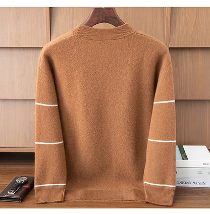 Men's Thick 100% Cashmere Sweater O-neck Long Sleeve Pullover Autumn Winter Soft Warm Cashmere Knitwear Smart Casual Jumper Tops