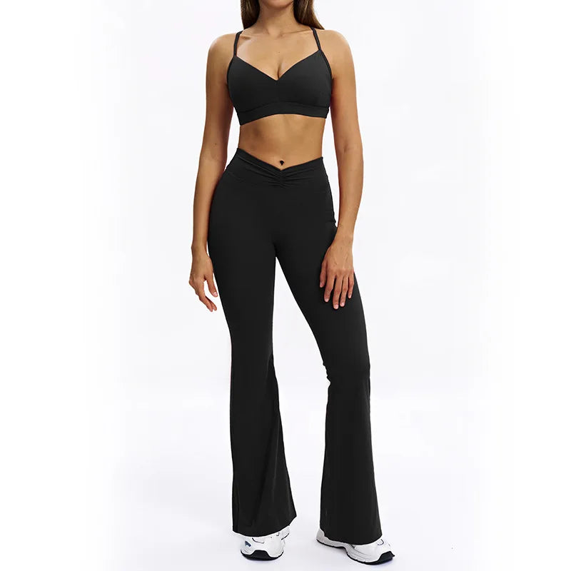 SWELTERING 2PCS Yoga Set Fitness Gym Tracksuit Sportswear Women Workout Outfits High Waist Leggings Sports Bra Athletic Wear
