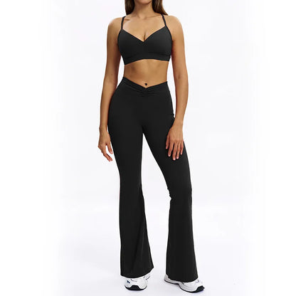 SWELTERING 2PCS Yoga Set Fitness Gym Tracksuit Sportswear Women Workout Outfits High Waist Leggings Sports Bra Athletic Wear