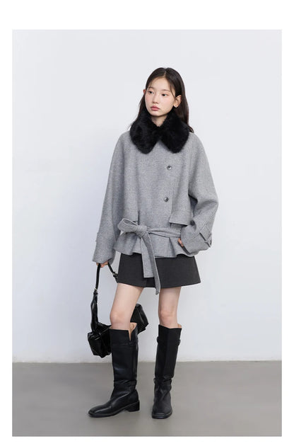 CHIC VEN Women Korean Coat Loose Casual Woolen Single-sided Detachable Collar Female Overcoat Ladies Jacket Autumn Winter 2025