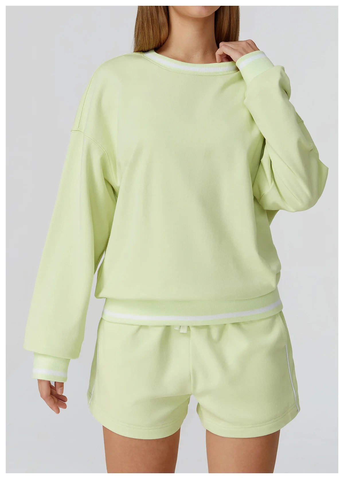 Custom LOGO women's new casual sweater wide-leg trousers comfortable outdoor fashion sports jogging shorts cycling two-piece set