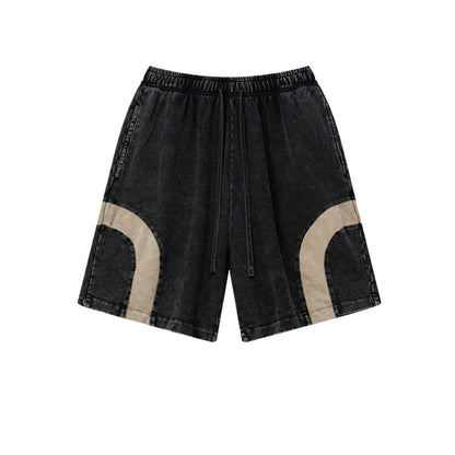 Customized LOGO men's summer European and American hip-hop style splicing contrasting shorts loose straight five-point pants