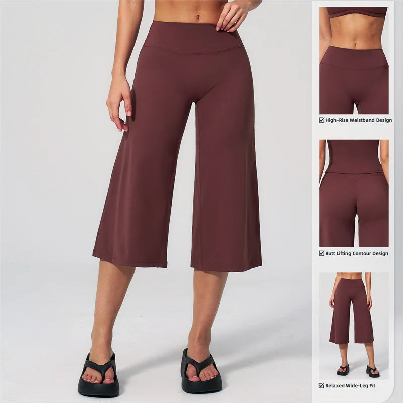 TRY TO BN Wide Leg Yoga Medium Pants Women Naked Feel High Waist Tummy Control Buttery Soft Gym Fitness Running Workout Bottoms