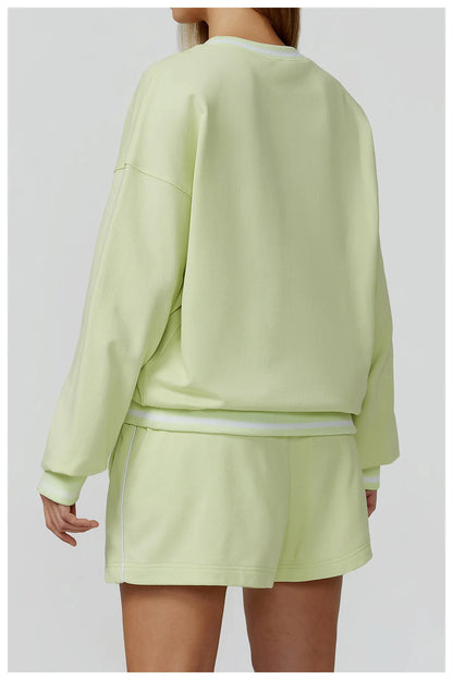 Women Long Sleeved New Winter Color Blocking Hoodie Outdoor Casual Running Sports Top Loose Round Neck Top Fashionable Hoodie