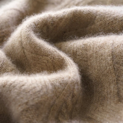 100% Merino Wool Solid Color Turtleneck Cable-Knit Sweater Long Sleeves Pullover Cashmere Men Soft Comfortable Warm Clothing Top