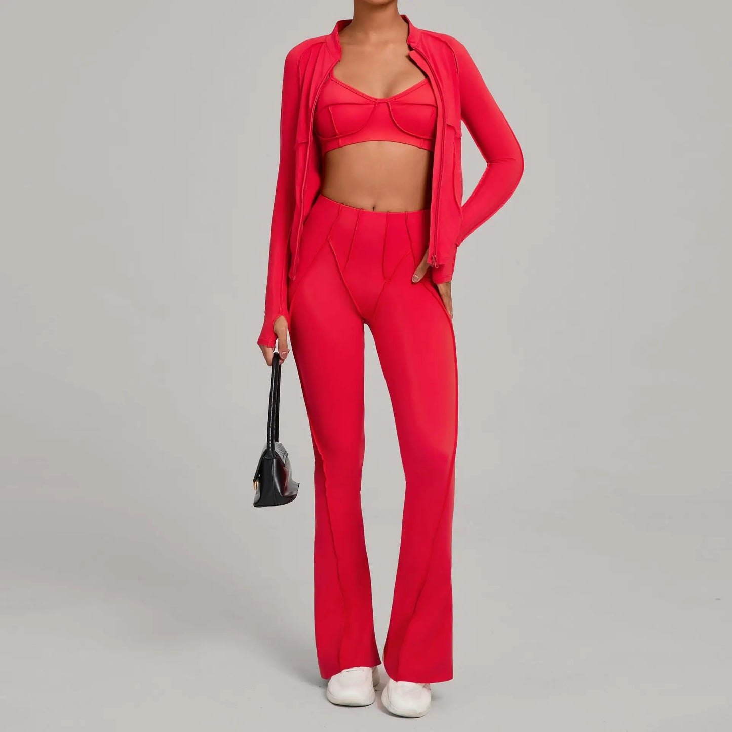SWELTERING 3PCS Women's Yoga Suit Gym Fitness Set Sports Wear Yoga Tracksuit Running Workout Set Female Push Up Athletic Wear