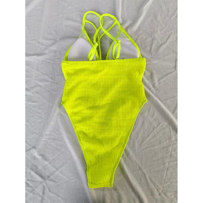 S - XXL 5 Colors V Neck Mesh Sheer Women Swimwear One Piece Swimsuit Female High Leg Cut Monokini Bather Bathing Suit Swim V6168