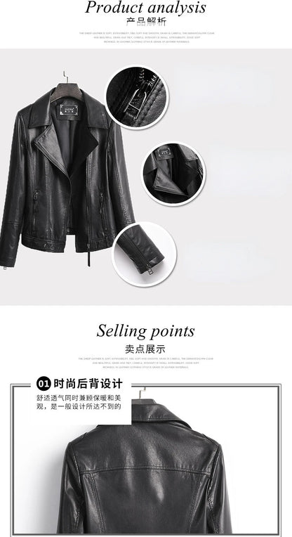 Women's Jacket Spring 2022 100% Sheepskin Jacket Woman Genuine Leather Women's Coat Black Motorcycle Jackets Chaquetas Xhl368
