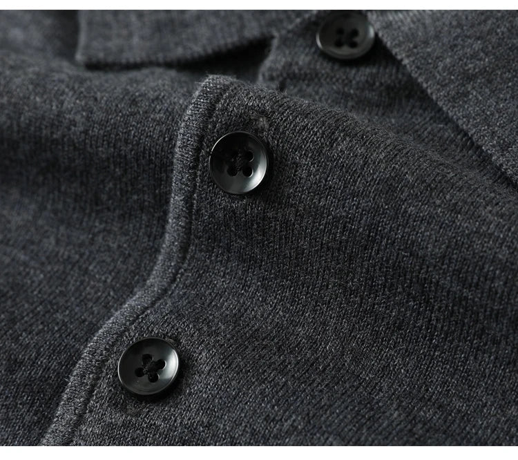 Men's Merino Wool Sweater Polo Collar Pullover Autumn Winter New Cashmere Knitwear Casual Loose Men's Shirts Tops Warm Soft
