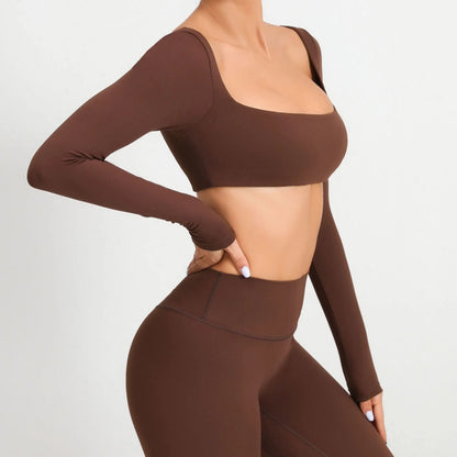 Women Yoga Shirts Crop Top Sexy Long Sleeves Shirts for Women Yoga Sports Fitness Sport Gym Clothes Running Push Up Workout Tops