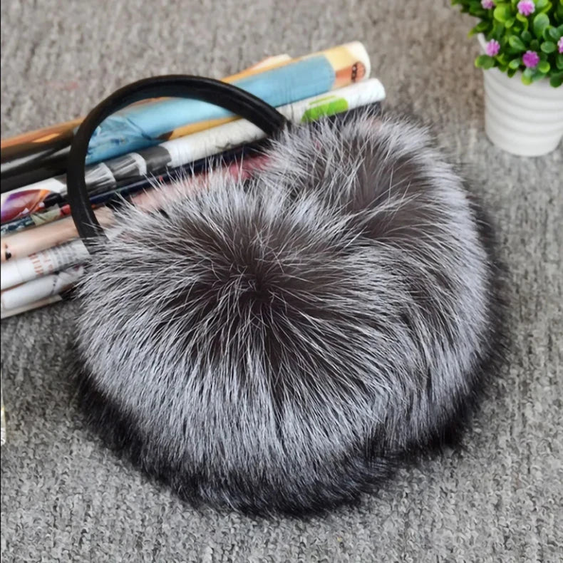 New Arrival Women 100% Real Fox Fur Ear Cover Plush Genuine Fox Fur Earmuff Winter Lady Big Pompoms Fox Fur Fluffy Earmuffs Warm