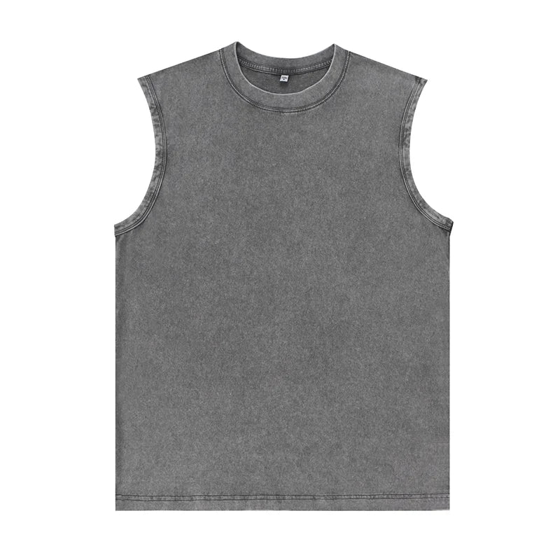Customized Vest Street Fashion Sleeveless T-shirt Embroidery Logo 100% Cotton Shirt Printing Brand Sleeveless Vest Design