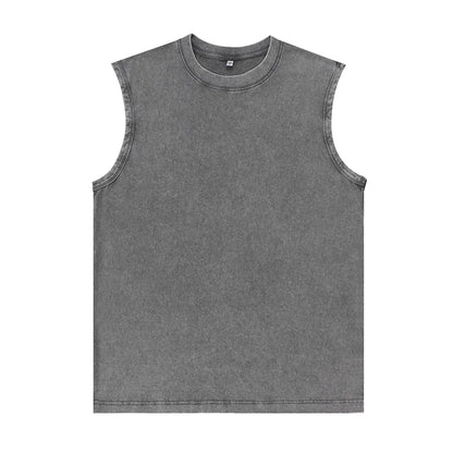 Customized Vest Street Fashion Sleeveless T-shirt Embroidery Logo 100% Cotton Shirt Printing Brand Sleeveless Vest Design
