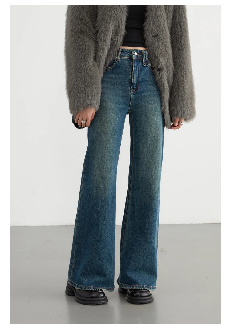 CHIC VEN Women Jeans New High Waist Flare Denim Pants Micro Elastic Woman Trousers Horseshoe Pant Female Autumn Winter 2023