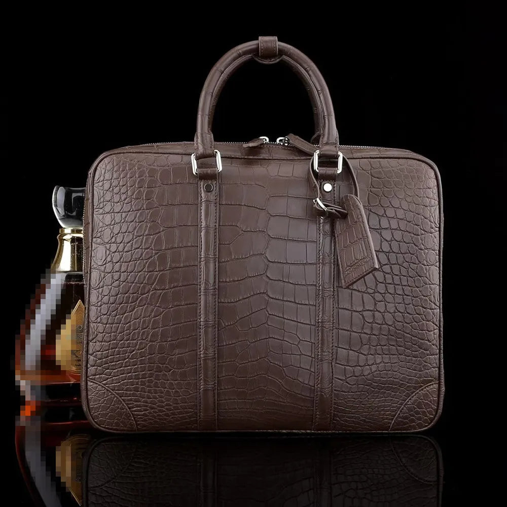 Real crocodile belly leather business men's business briefcase authentic crocodile leather men's large laptop handbag