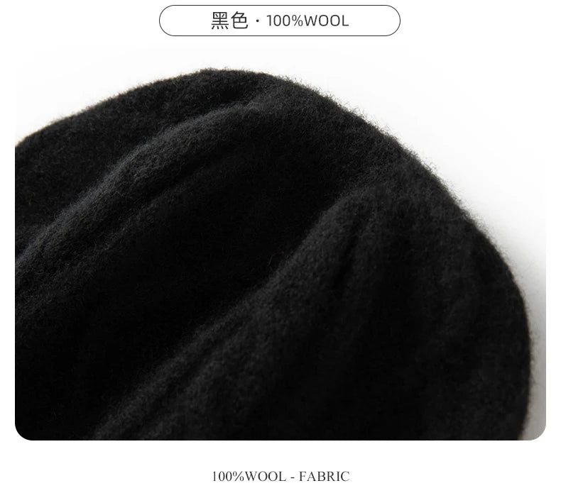 DjzDsm 100%Pure Wool Women's Hat For Winter Warm Soft Luxury Cashmere Twists Slouchy Street y2k Women's Hat