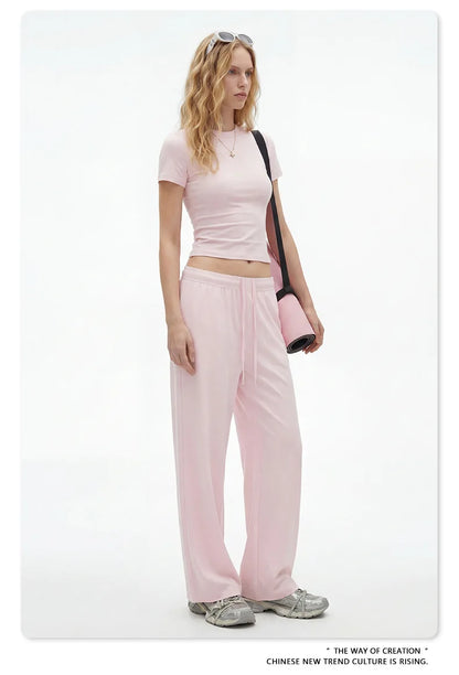 Custom LOGO women's spring summer new 200G high-elastic short slim-fit short-sleeved trousers casual sports two-piece set