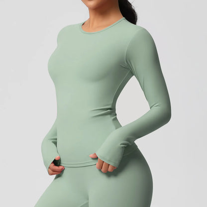 SWELTERING Women Yoga T-shirts Sports Top Long Sleeve Gym Workout Running Shirts Exposed Navel Quick Dry Fitness Gym Sport Wear