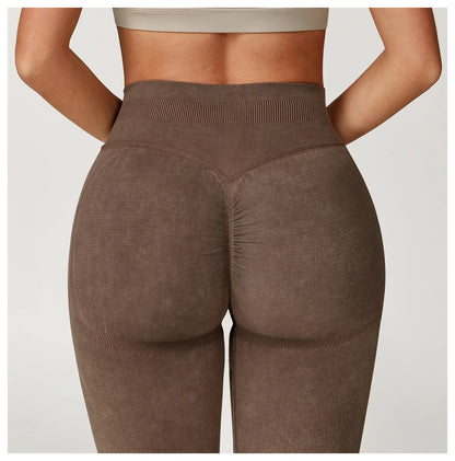 Custom LOGO Women's Seamless Sandblasting Yoga Pants High Waist Hip Lift Tight Running Sports Fitness Yoga Pants