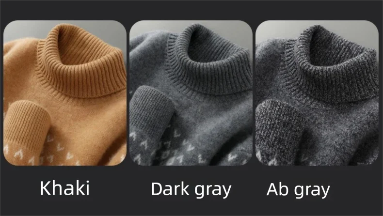 New 100% Pure Wool Cashmere Men's O-neck Pullover 2025 Autumn/Winter Color Matching Top Casual Thick Fashion Large Size Jacket