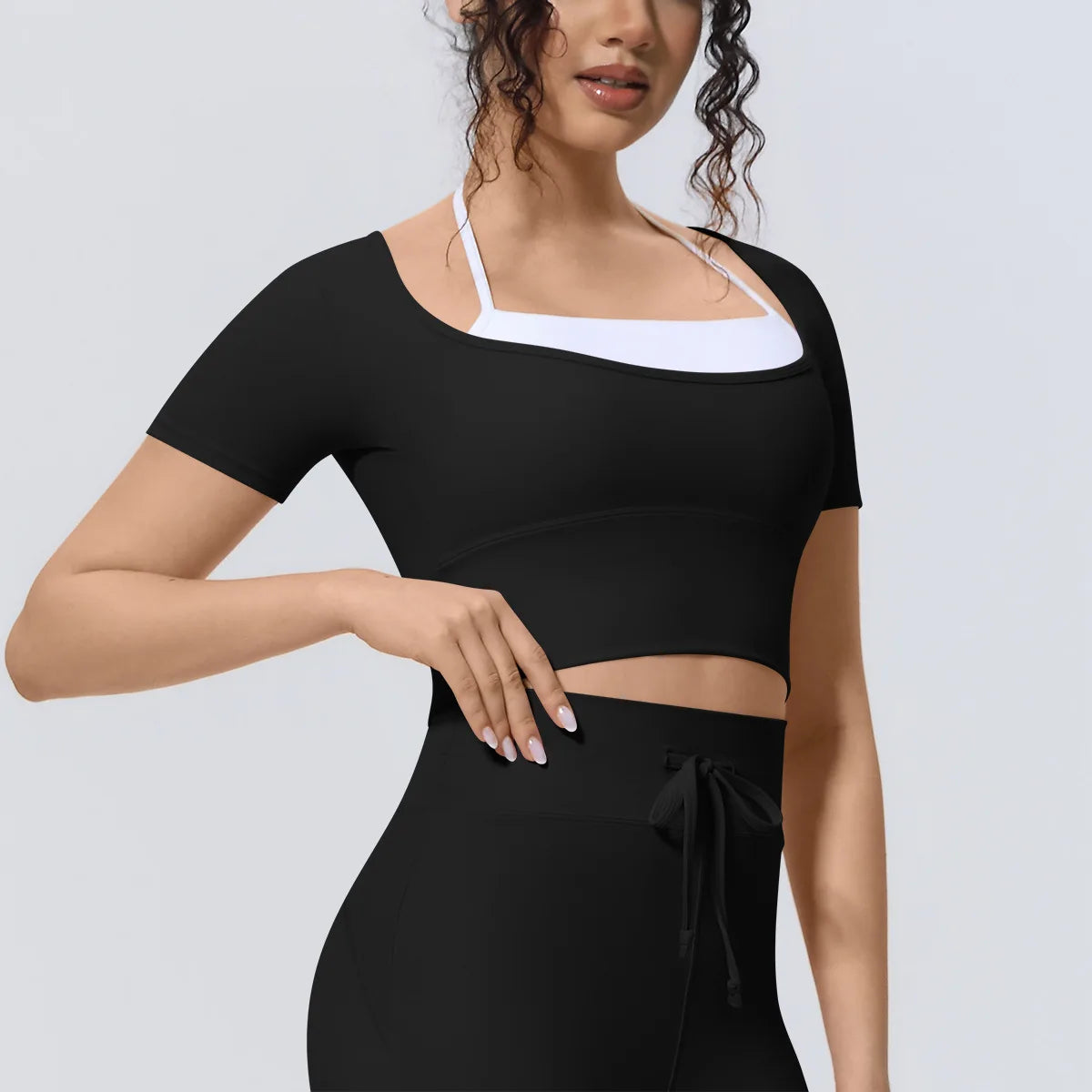 Yoga Sexy Dance Clothes High Elastic Sports T-shirt Women Fitness Top Short Sleeves Running Shirts Gym Push Up Workout Top Tee