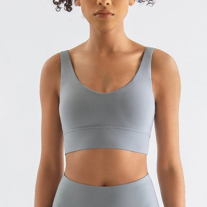 SOISOU Nylon Bra Top Women Gym Sexy Tight Sports Bra Fitness Yoga Women's Underwear Chest Pad Removable Anti-shake Bra 15 Colors