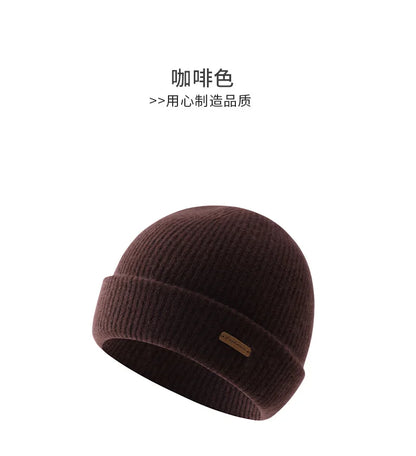 DjzDsm High Quality 100% Cashmere Knitted Hat for Men Casual Beanie Hat Thicken Cap Winter Soft Warm Cashmere Caps