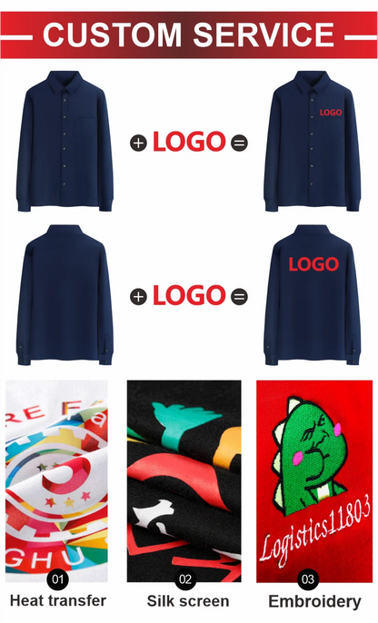 Casual Men's Long Sleeve Business Shirt Custom Logo Excellent Team Personal Professional Shirt Embroidery Printing Brand Design