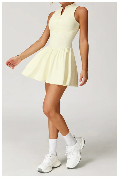Tennis Skirt Sports Fitness Stand-up Collar Anti-light Golf Badminton Casual Fitness Workout Clothing Gym Yoga Suit for Women