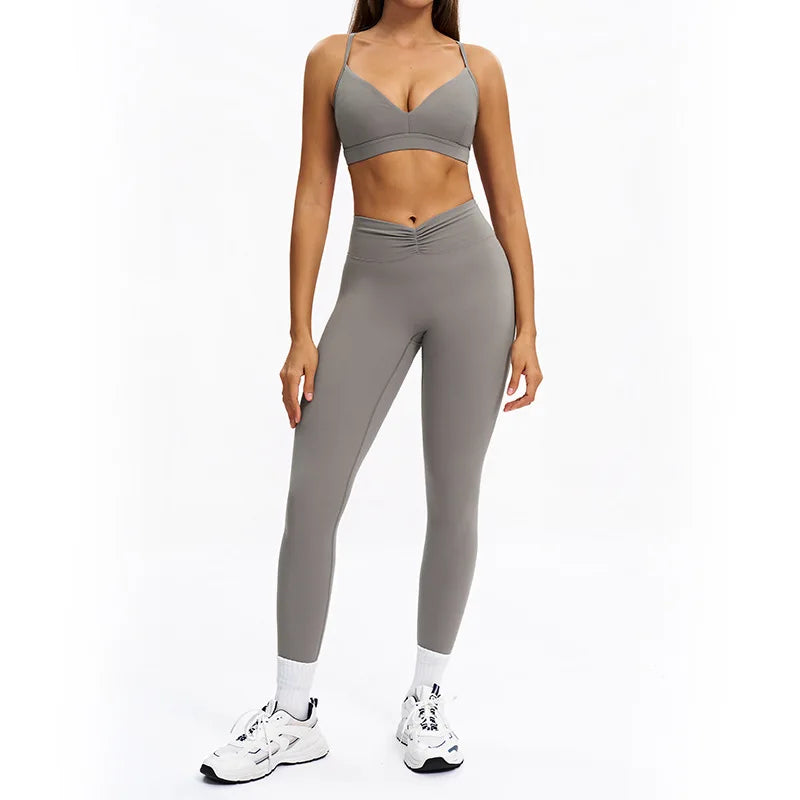 SWELTERING 2PCS Yoga Set Fitness Gym Tracksuit Sportswear Women Workout Outfits High Waist Leggings Sports Bra Athletic Wear