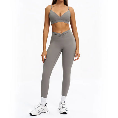 SWELTERING 2PCS Yoga Set Fitness Gym Tracksuit Sportswear Women Workout Outfits High Waist Leggings Sports Bra Athletic Wear