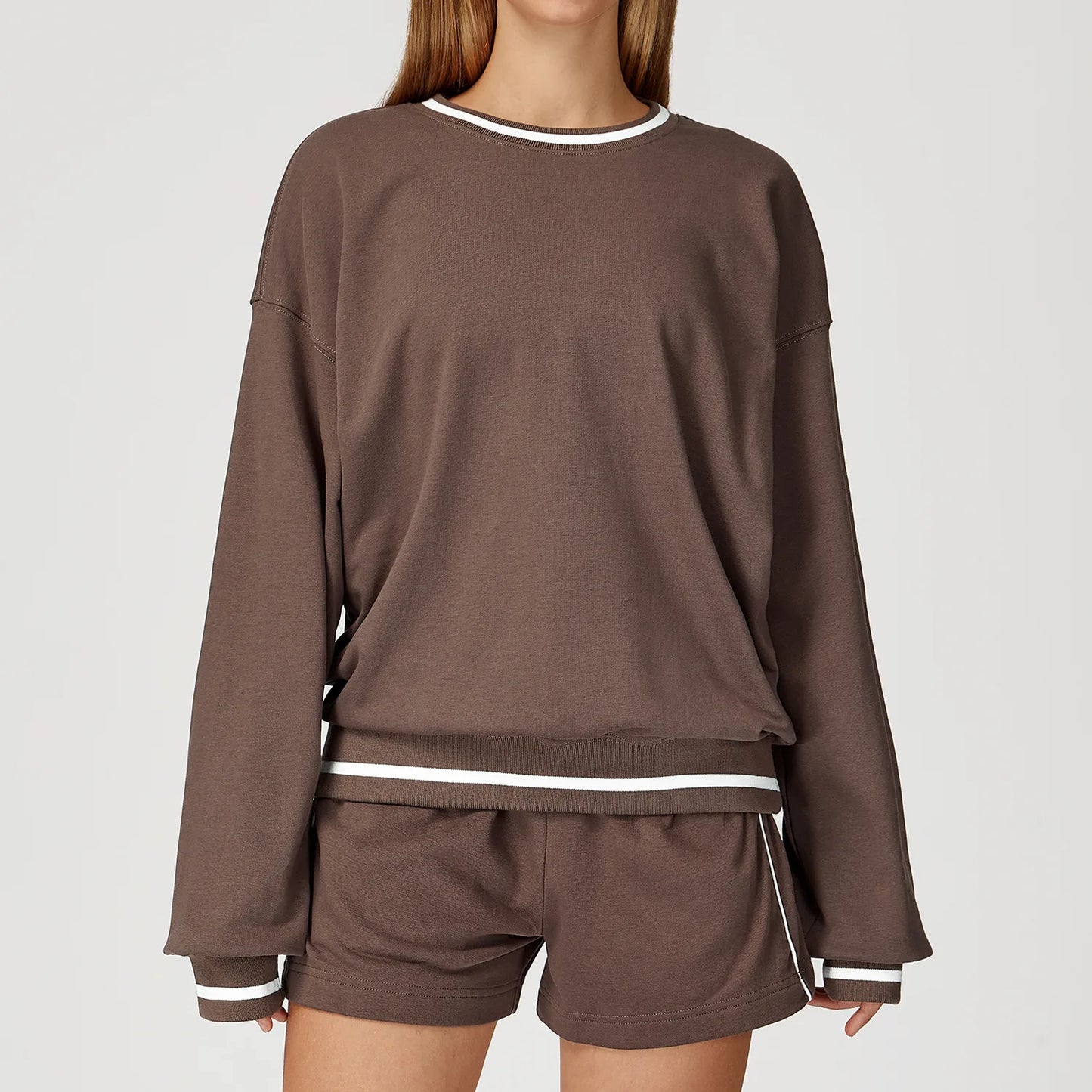 Custom LOGO women's new casual sweater wide-leg trousers comfortable outdoor fashion sports jogging shorts cycling two-piece set