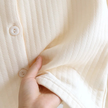 Autumn and winter new ladies pajamas set cotton air quilted long-sleeved trousers two-piece thickened cute homewear set women