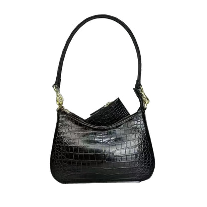 Authentic crocodile leather women's armpit bag genuine crocodile leather women's handbag fashion shoulder bag wallet