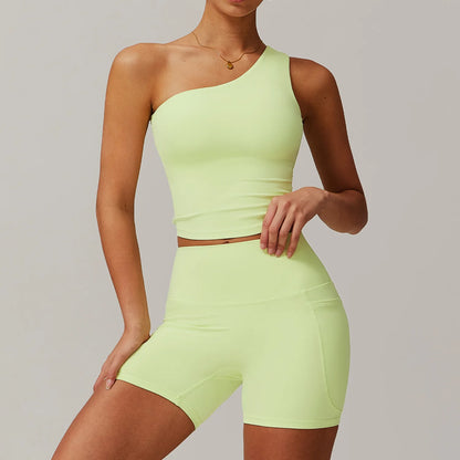 Custom LOGO women's quick-drying waist shaping yoga casual outer wear running cycling fitness sports two-piece set