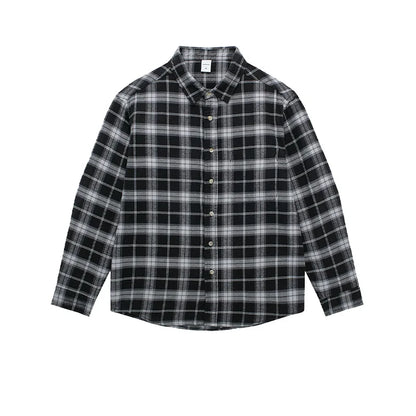 Spring 2025 New American Vintage Plaid Shirt - Men's 100% Cotton Double Pocket Workwear Long Sleeve Slightly Loose Casual Top